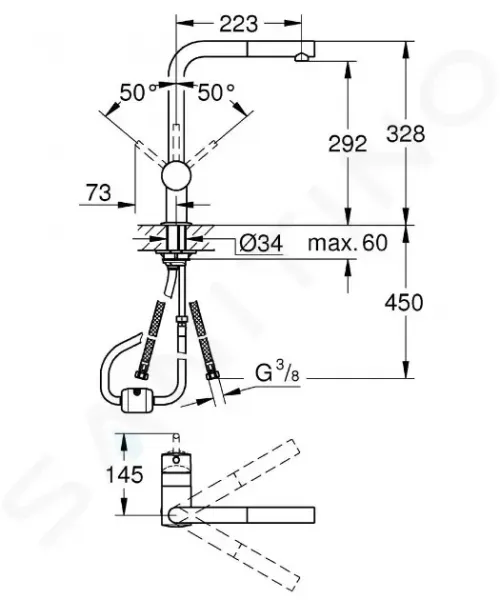 GROHE GROHE - Minta Drezová batéria s výsuvnou koncovkou, chróm 32168000