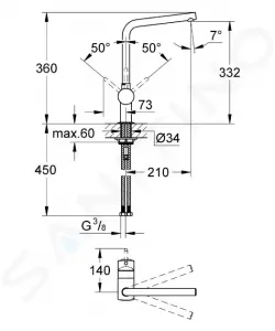 GROHE GROHE - Minta Páková drezová batéria, chróm 31375000