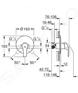 GROHE - Eurosmart Sprchová batéria pod omietku s telesom, chróm 33556002