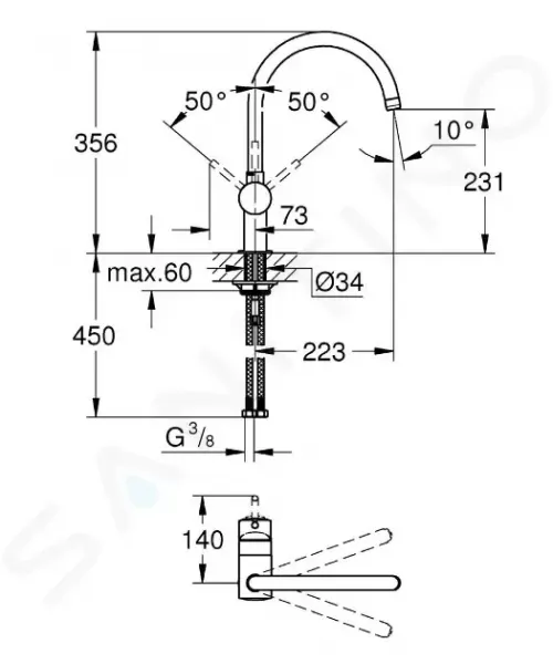 GROHE GROHE - Minta Drezová batéria, chróm 32917000