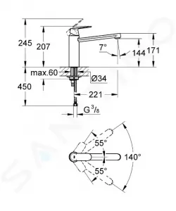 Drezová batéria stojaca EUROSMART COSMOPOLITAN 30193000