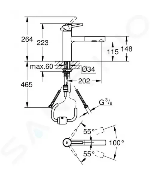 GROHE GROHE - Concetto Drezová batéria s výsuvnou spŕškou, chróm 30273001