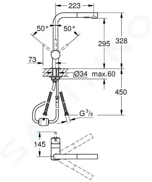 GROHE GROHE - Minta Drezová batéria s výsuvnou spŕškou, chróm 30274000