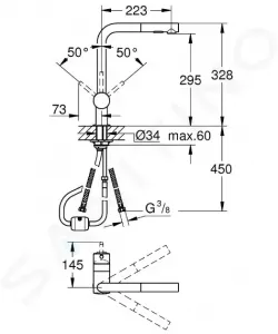 GROHE GROHE - Minta Drezová batéria s výsuvnou spŕškou, chróm 30274000
