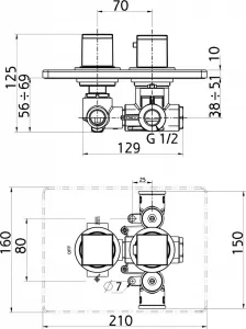 NOVASERVIS - Sprchová termostatická baterie 2-cestný ventil chrom 2850R,0