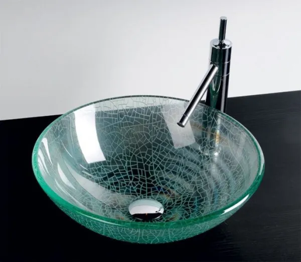 SAPHO - ICE sklenené umývadlo na dosku Ø 42 cm, číre s pieskovaním 2501-04