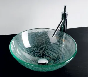 SAPHO - ICE sklenené umývadlo na dosku Ø 42 cm, číre s pieskovaním 2501-04