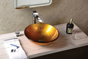 SAPHO - AGO sklenené umývadlo na dosku Ø 42 cm, zlatá oranžová 2501-19