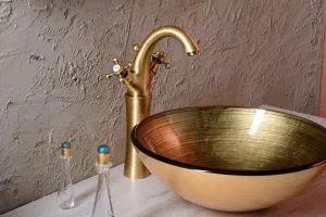 SAPHO - FIANNA sklenené umývadlo na dosku Ø 42 cm, bronz 2501-21