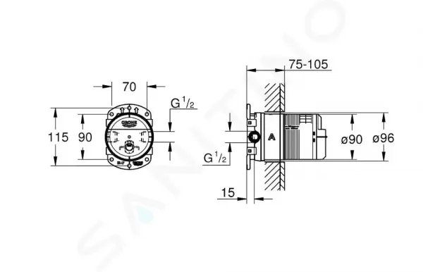 GROHE - Rainshower Univerzálne zabudovateľné teleso DN 15, chróm 26483000