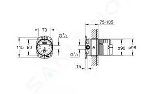 GROHE - Rainshower Univerzálne zabudovateľné teleso DN 15, chróm 26483000