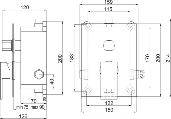 NOVASERVIS - Podomietková batéria s boxom 2 vývody, EDGE BOX36051R,0