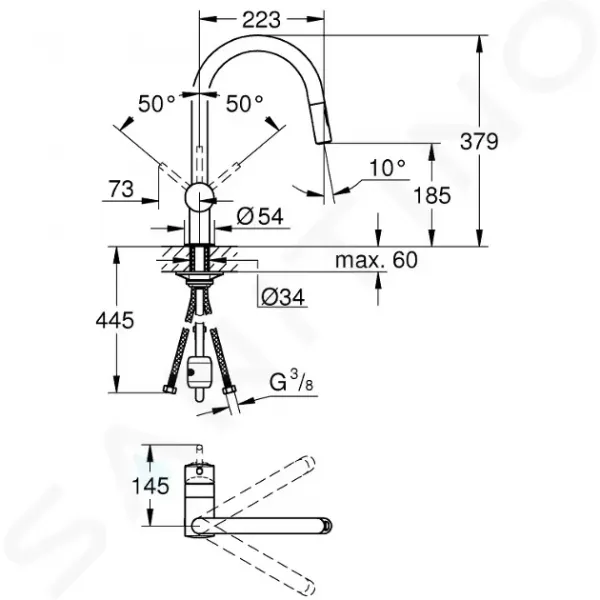 GROHE GROHE - Minta Drezová batéria s výsuvnou spŕškou, chróm 32321002