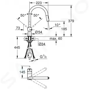 GROHE GROHE - Minta Drezová batéria s výsuvnou spŕškou, chróm 32321002