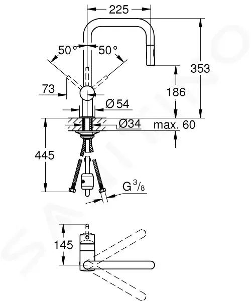 GROHE GROHE - Minta Drezová batéria s výsuvnou spŕškou, chróm 32322002