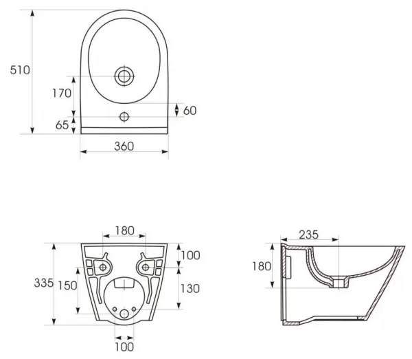 CERSANIT - ZÁVESNÝ BIDET CITY OVALK35-043