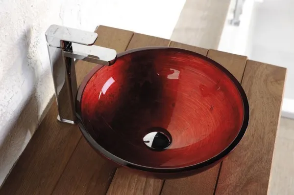 SAPHO - MURANO ROSSO IMPERO sklenené umývadlo na dosku, priemer 40cm, červené AL5318-63