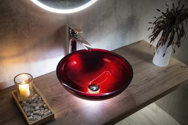 SAPHO - MURANO ROSSO IMPERO sklenené umývadlo na dosku, priemer 40cm, červené AL5318-63