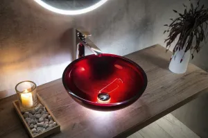 SAPHO - MURANO ROSSO IMPERO sklenené umývadlo na dosku, priemer 40cm, červené AL5318-63
