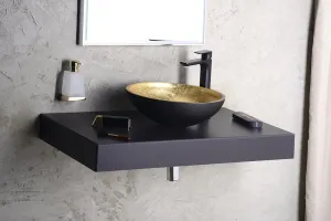 SAPHO - MURANO BLACK-GOLD sklenené umývadlo na dosku, priemer 40cm, zlata/čierna AL5318-77