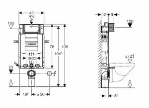 GEBERIT KOMBIFIX ECO podomietková nádržka pre zamurovanie Sigma 12cm, v. 108cm 110.302.00.5