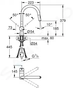 GROHE GROHE - Minta Drezová batéria s výsuvnou spŕškou, supersteel 32321DC2