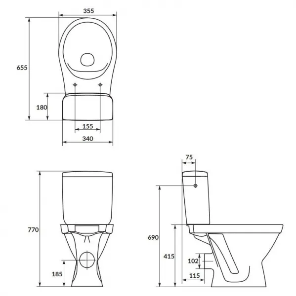 CERSANIT - WC KOMBI 699 CERSANIA II. SIMPLEON 010 3/6L+DUROPLAST SLIM SEDADLO SOFTCLOSE K11-2340