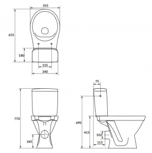 CERSANIT - WC KOMBI 699 CERSANIA II. SIMPLEON 010 3/6L+DUROPLAST SLIM SEDADLO SOFTCLOSE K11-2340