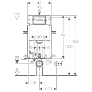 Geberit Kombifix - Montážny prvok Basic na závesné WC, 108 cm, splachovacia nádržka pod omietku Delta 12 cm 110.100.00.1