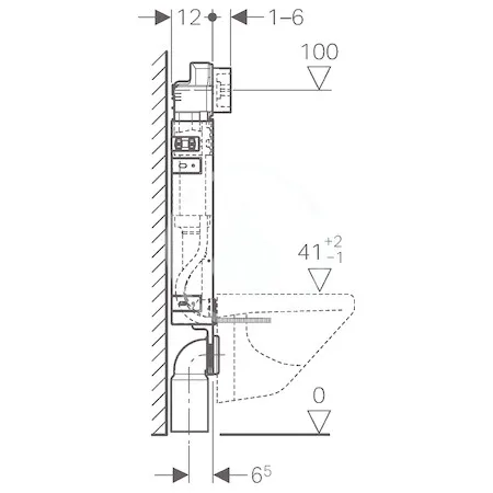 Geberit Kombifix - Montážny prvok Basic na závesné WC, 108 cm, splachovacia nádržka pod omietku Delta 12 cm 110.100.00.1