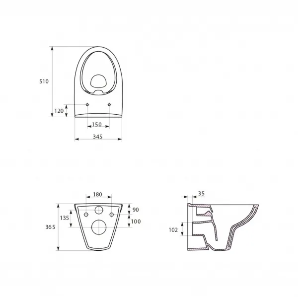 CERSANIT - SET 547 ZÁVESNÁ WC MISA Parva NEW CLEANON so sedadlom DUR ANTI Softclose K701-015