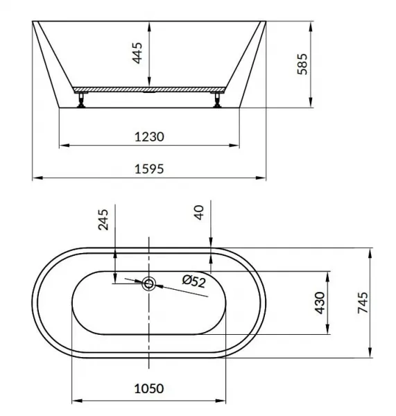 CERSANIT - Voľne stojaca akrylátová vaňa OVAL CREA 160X75 S301-300