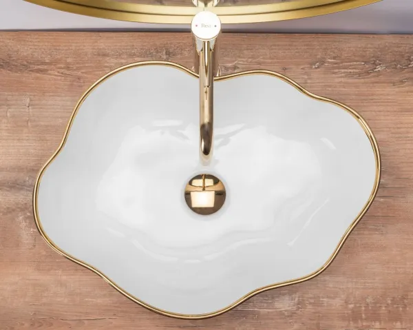 REA - Umývadlo na dosku Pearl Gold Edge REA-U0696