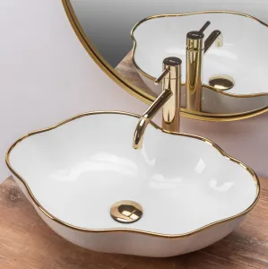 REA - Umývadlo na dosku Pearl Gold Edge REA-U0696