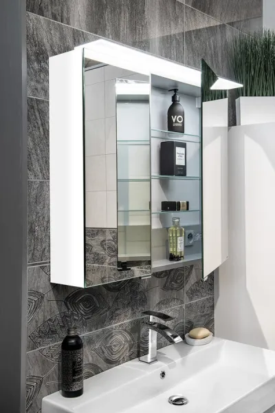 SAPHO - LINEX galérka s LED osvetlením, 80x70x15cm, biela LX080-0030