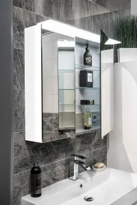 SAPHO - LINEX galérka s LED osvetlením, 80x70x15cm, biela LX080-0030