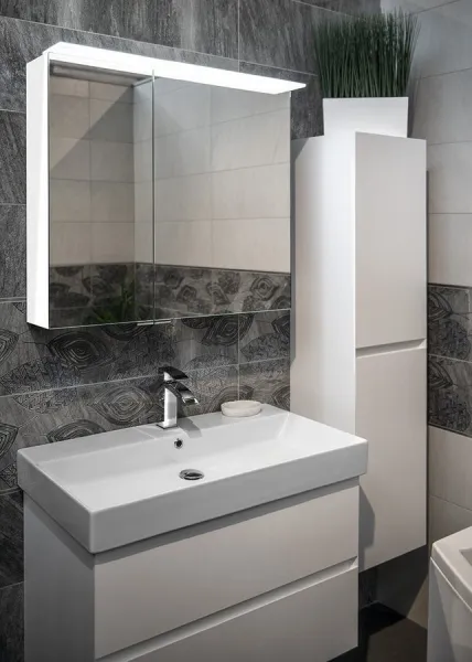 SAPHO - LINEX galérka s LED osvetlením, 80x70x15cm, biela LX080-0030