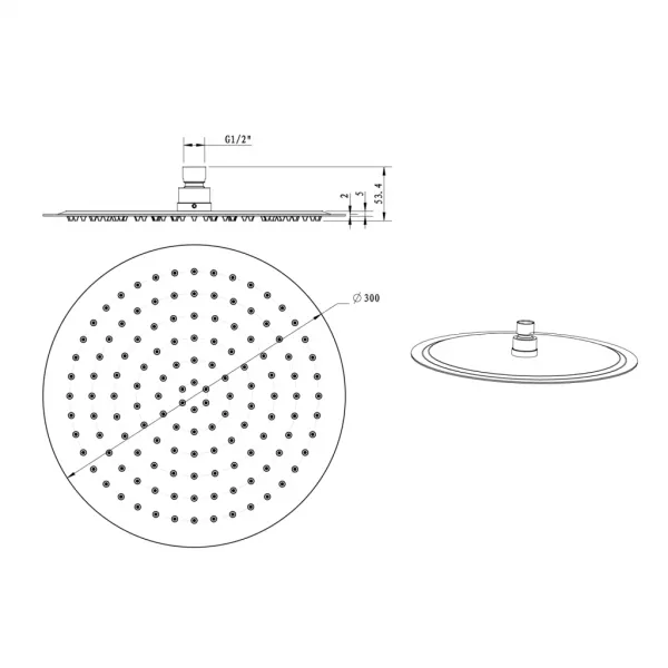 SLIM hlavová sprcha, priemer 300mm, čierna mat / nerez MS573B