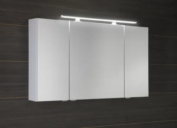 SAPHO - RIWA galérka s LED osvetlením, 3x dvierka, 121x70x17cm, biela lesk RIW120-0030