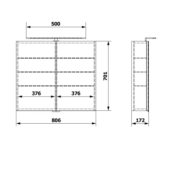SAPHO - RIWA galérka s LED osvetlením, 81x70x17cm, dub alabama RIW080-0022