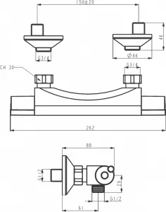 NOVASERVIS - Sprchová batéria bez príslušenstva 150 mm Aqualight chróm 2560/1,0