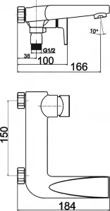 NOVASERVIS - Vaňová nástenná batéria bez sprchovej súpravy 150 mm 42020/1,0