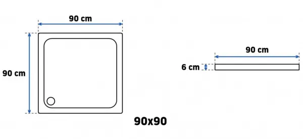 REA - Sprchová vanička Savoy 90x90x6 cm biela REA-K1907