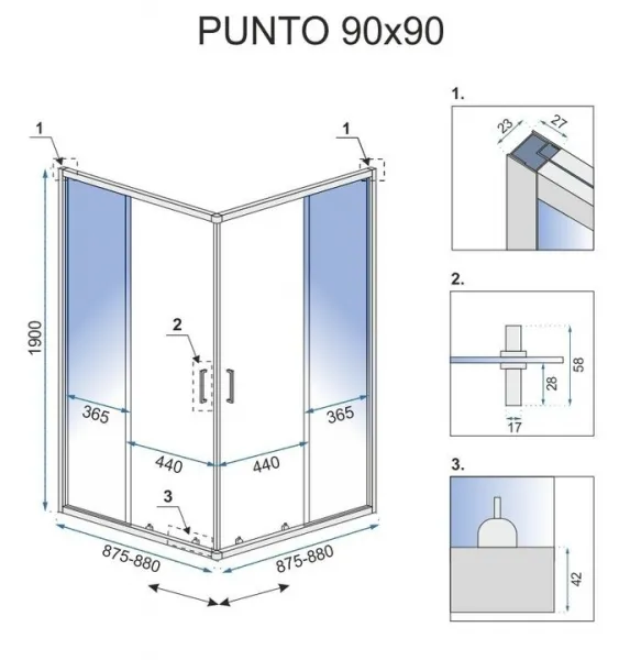 REA - Sprchovací kút Punto 90x90 REA-K0867