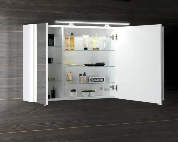 SAPHO - LUCIE galérka s LED osvetlením, 126x70x17cm, biela LU125-0030