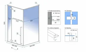 REA - Sprchový kút Fargo 90x90 zlatý REA-K4903