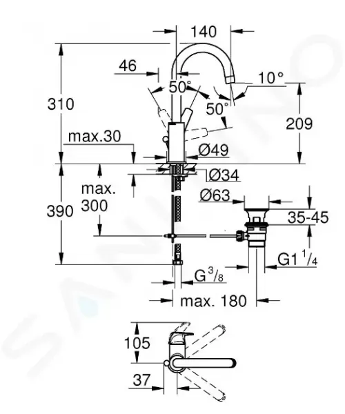GROHE - Start Flow Umývadlová batéria s výpustom, chróm 23811000