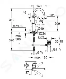 GROHE - Start Flow Umývadlová batéria s výpustom, chróm 23811000