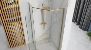 Rohový sprchovací kút Rea Diamond 100 zlatý
