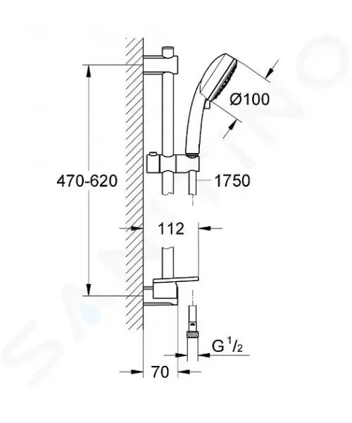 GROHE - Vitalio Comfort Set sprchovej hlavice, 3 prúdy, tyče a hadice, chróm 26096000
